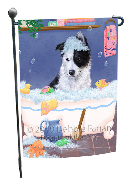 Rub A Dub Dog In A Tub Border Collie Dog Garden Flag GFLG66175