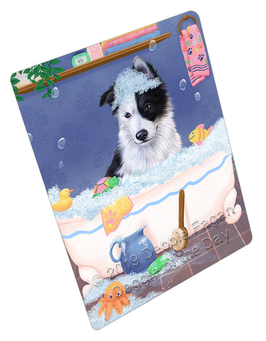 Rub A Dub Dog In A Tub Border Collie Dog Cutting Board - For Kitchen - Scratch & Stain Resistant - Designed To Stay In Place - Easy To Clean By Hand - Perfect for Chopping Meats, Vegetables, CA81604