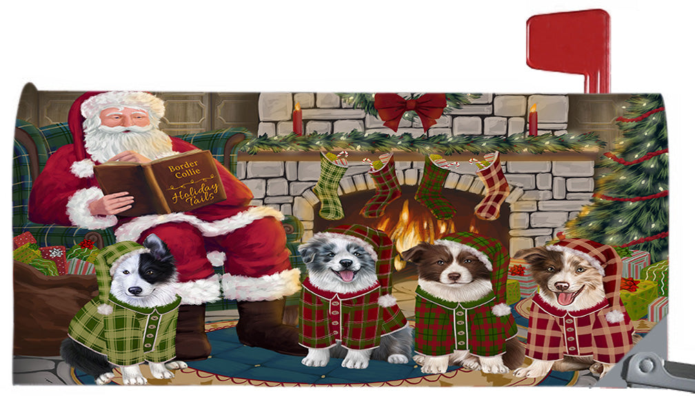 Christmas Cozy Holiday Fire Tails Border Collie Dogs 6.5 x 19 Inches Magnetic Mailbox Cover Post Box Cover Wraps Garden Yard Décor MBC48884