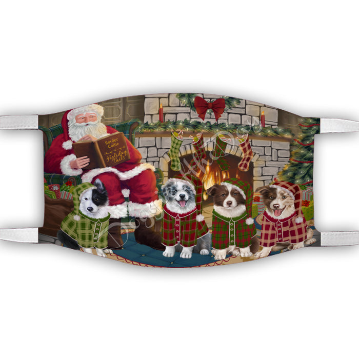 Christmas Cozy Holiday Fire Tails Border Collie Dogs Face Mask FM48613