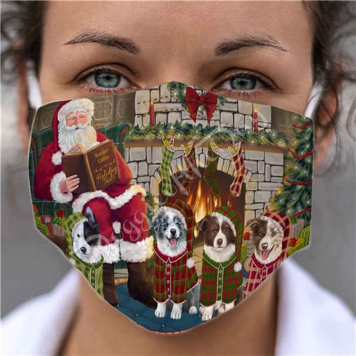 Christmas Cozy Holiday Fire Tails Border Collie Dogs Face Mask FM48613
