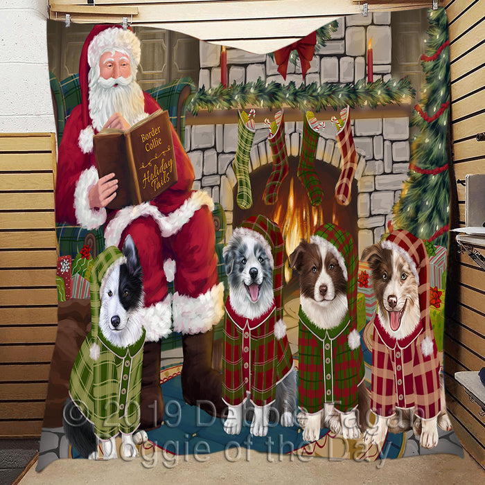 Christmas Cozy Holiday Fire Tails Border Collie Dogs Quilt