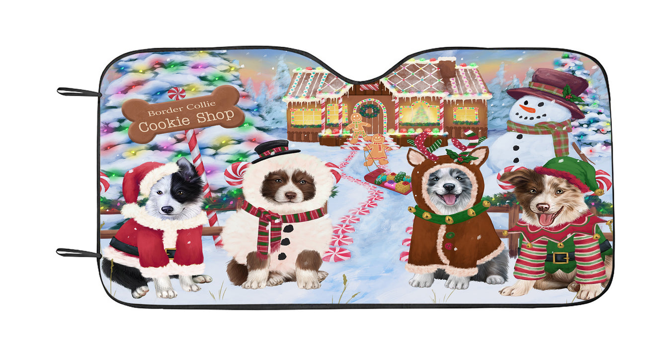 Holiday Gingerbread Cookie Border Collie Dogs Car Sun Shade