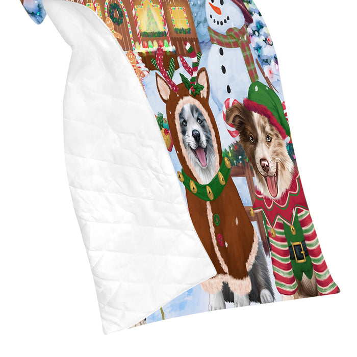 Holiday Gingerbread Cookie Border Collie Dogs Quilt