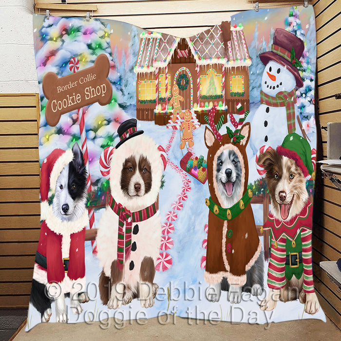 Holiday Gingerbread Cookie Border Collie Dogs Quilt