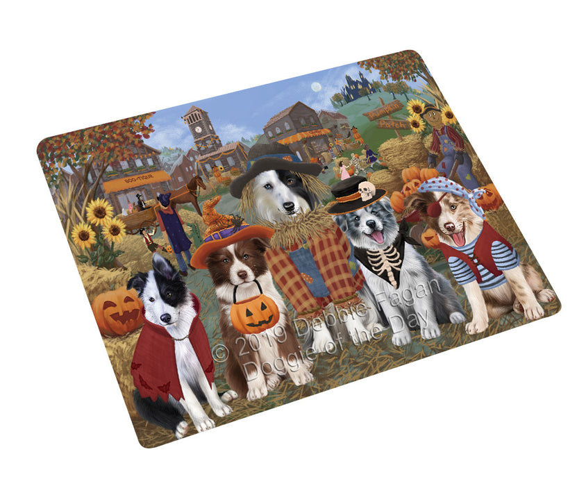 Halloween 'Round Town And Fall Pumpkin Scarecrow Both Border Collie Dogs Magnet MAG77065 (Small 5.5" x 4.25")