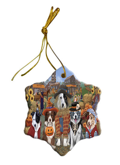 Halloween 'Round Town Border Collie Dogs Star Porcelain Ornament SPOR57478