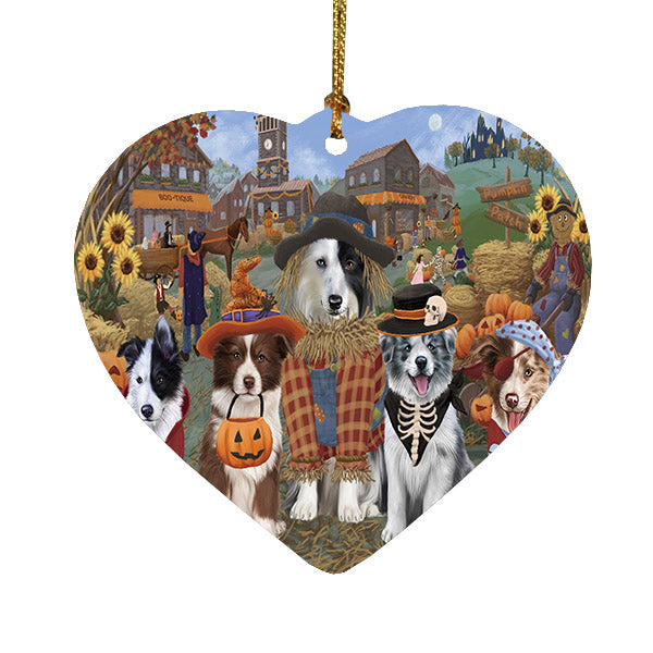 Halloween 'Round Town Bluetick Coonhound Dogs Heart Christmas Ornament HPOR57477