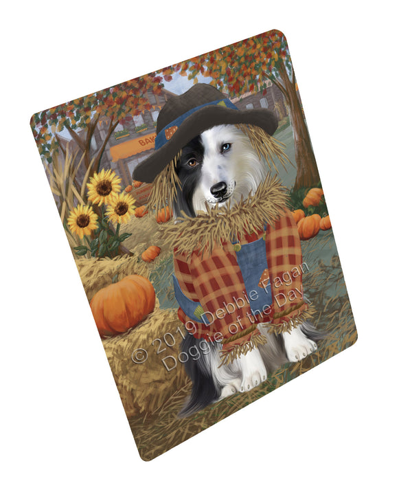 Halloween 'Round Town And Fall Pumpkin Scarecrow Both Border Collie Dogs Large Refrigerator / Dishwasher Magnet RMAG104664
