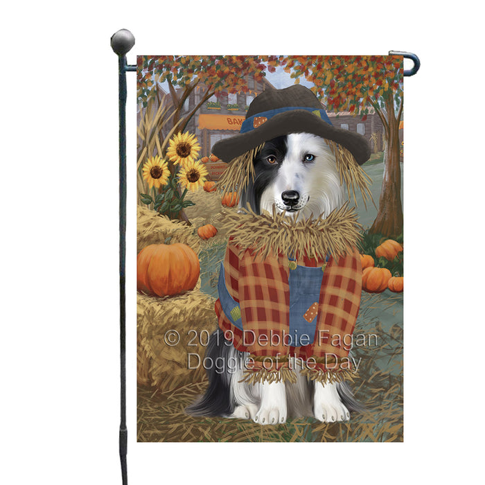 Halloween 'Round Town And Fall Pumpkin Scarecrow Both Border Collie Dogs Garden Flag GFLG65639