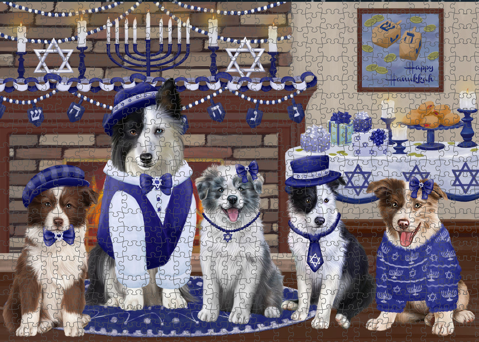 Happy Hanukkah Family and Happy Hanukkah Both Border Collie Dogs Puzzle with Photo Tin PUZL96708