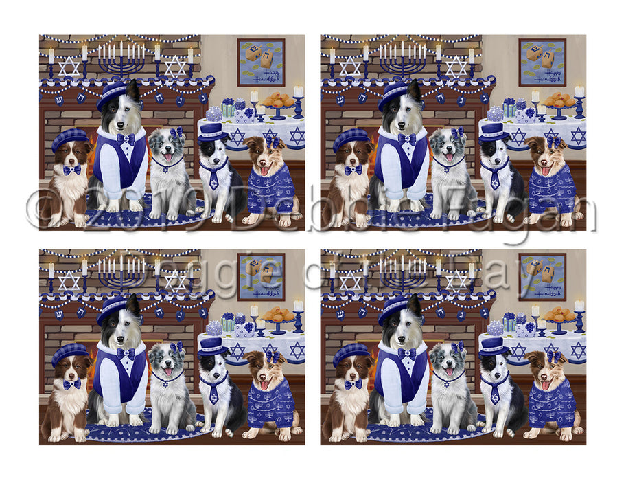 Happy Hanukkah Family Border Collie Dogs Placemat