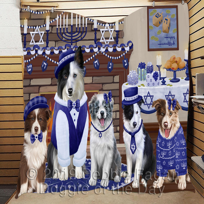 Happy Hanukkah Family and Happy Hanukkah Both Border Collie Dogs Quilt