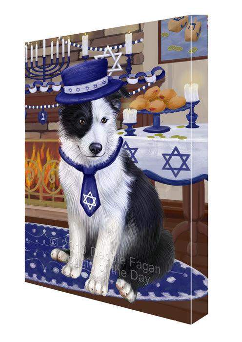 Happy Hanukkah Family and Happy Hanukkah Both Border Collie Dog Canvas Print Wall Art Décor CVS140489
