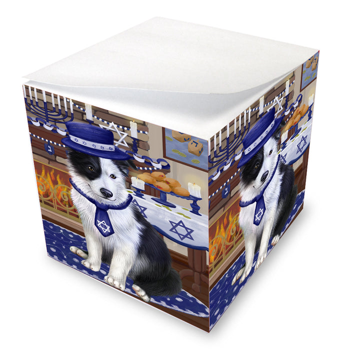 Happy Hanukkah Family Border Collie Dogs note cube NOC-DOTD-A56684