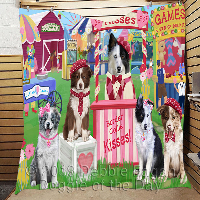 Carnival Kissing Booth Border Collie Dogs Quilt