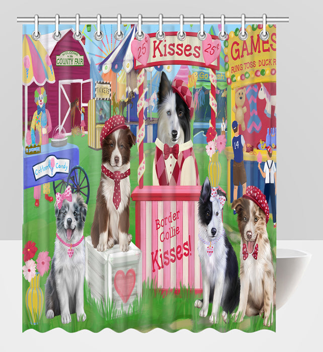 Carnival Kissing Booth Border Collie Dogs Shower Curtain