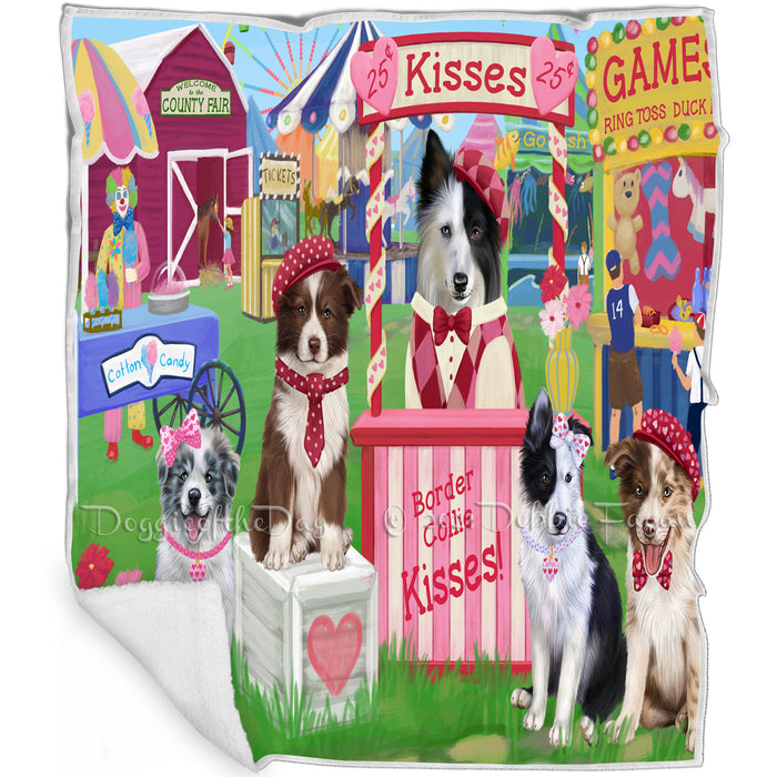 Carnival Kissing Booth Border Collies Dog Blanket BLNKT122493