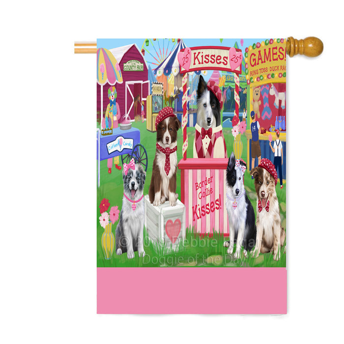 Personalized Carnival Kissing Booth Border Collie Dogs Custom House Flag FLG63588