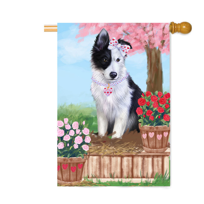 Personalized Rosie 25 Cent Kisses Border Collie Dog Custom House Flag FLG64807