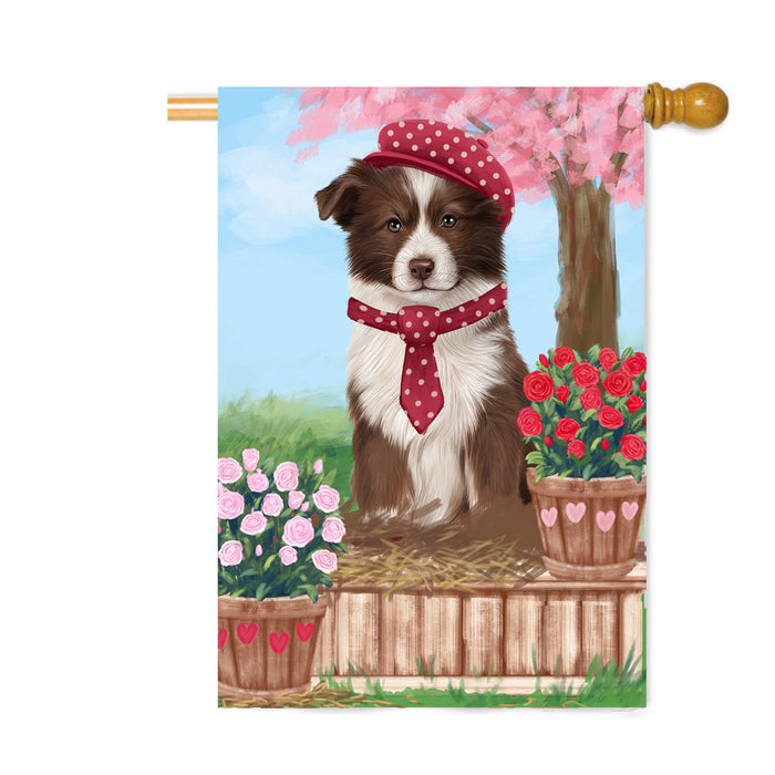 Personalized Rosie 25 Cent Kisses Border Collie Dog Custom House Flag FLG64808