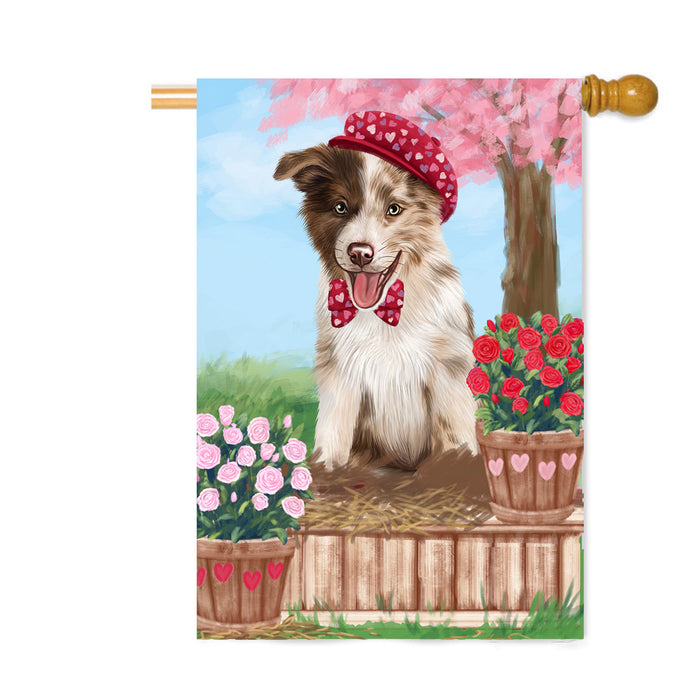 Personalized Rosie 25 Cent Kisses Border Collie Dog Custom House Flag FLG64809