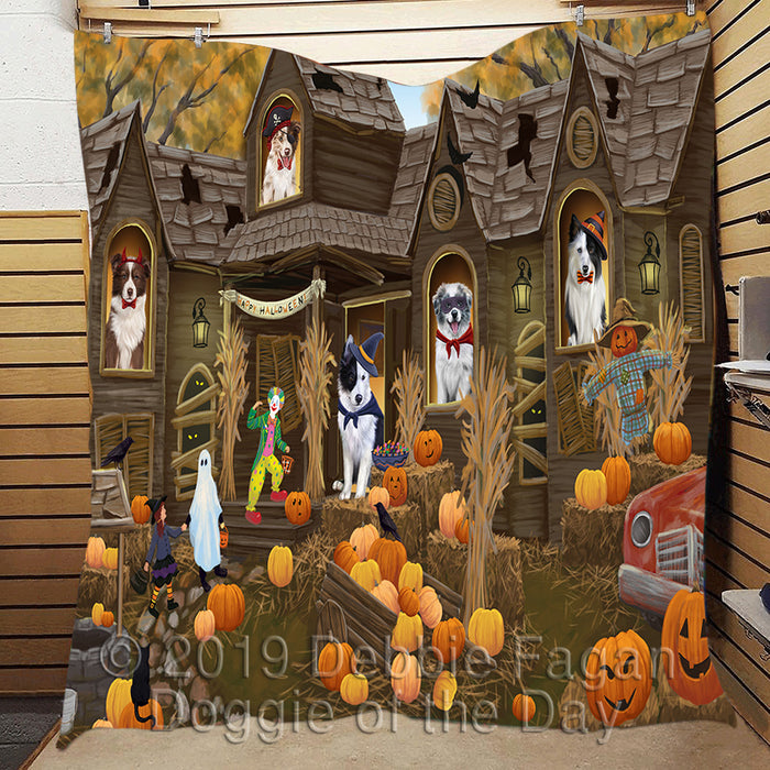 Haunted House Halloween Trick or Treat Border Collie Dogs Quilt