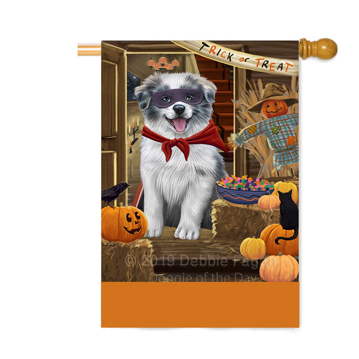 Personalized Enter at Own Risk Trick or Treat Halloween Border Collie Dog Custom House Flag FLG-DOTD-A59543