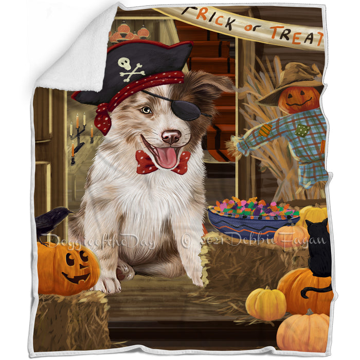 Enter at Own Risk Trick or Treat Halloween Border Collie Dog Blanket BLNKT94620