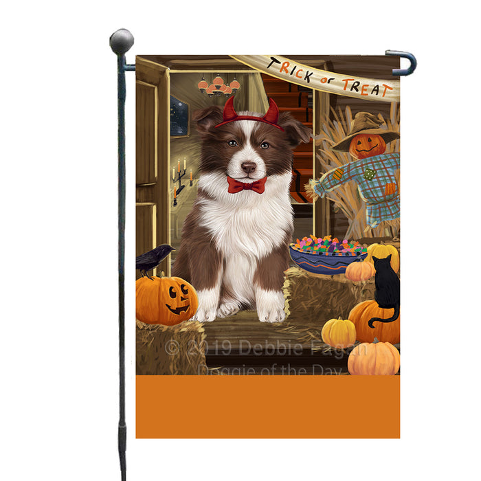 Personalized Enter at Own Risk Trick or Treat Halloween Border Collie Dog Custom Garden Flags GFLG-DOTD-A59489
