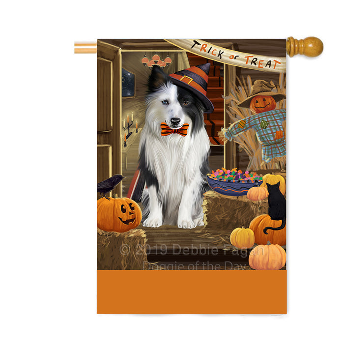 Personalized Enter at Own Risk Trick or Treat Halloween Border Collie Dog Custom House Flag FLG-DOTD-A59546