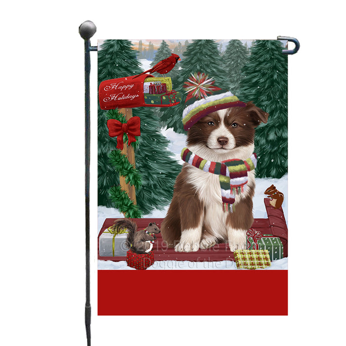 Personalized Merry Christmas Woodland Sled  Border Collie Dog Custom Garden Flags GFLG-DOTD-A61518