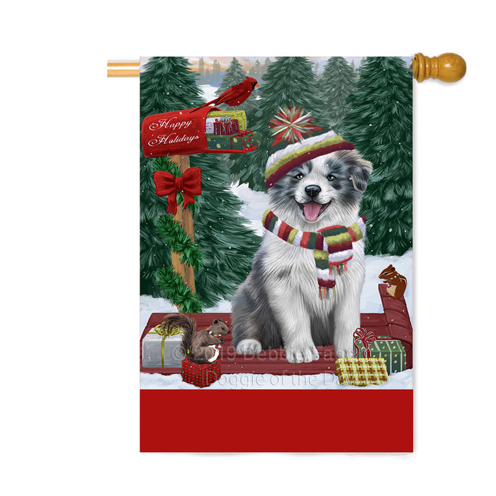 Personalized Merry Christmas Woodland Sled Border Collie Dog Custom House Flag FLG-DOTD-A61575