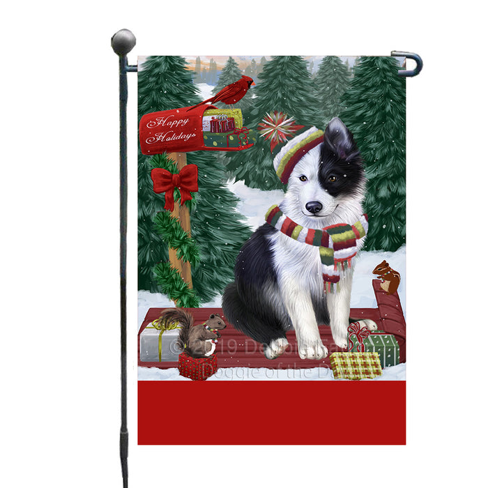 Personalized Merry Christmas Woodland Sled  Border Collie Dog Custom Garden Flags GFLG-DOTD-A61520