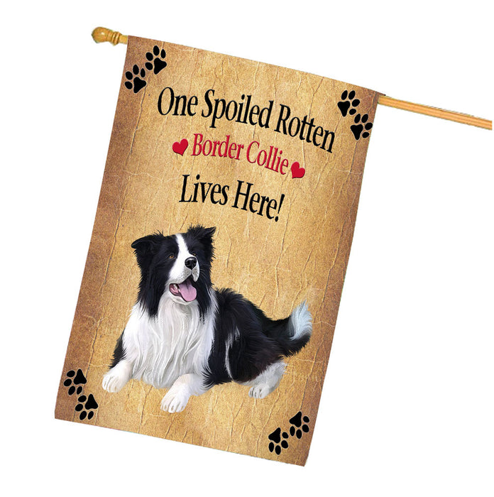 Spoiled Rotten Border Collie Dog House Flag Outdoor Decorative Double Sided Pet Portrait Weather Resistant Premium Quality Animal Printed Home Decorative Flags 100% Polyester FLG68219