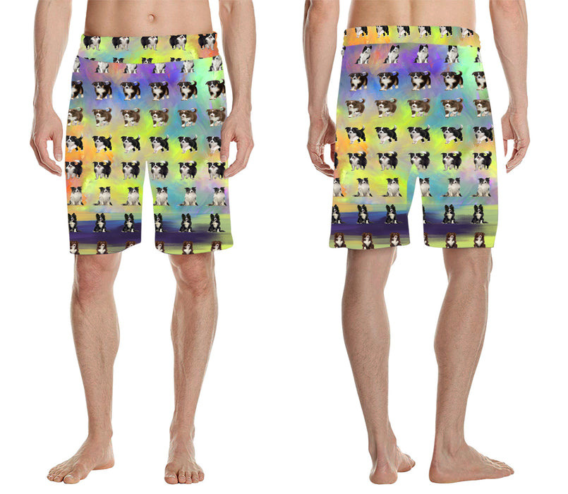 Paradise Wave Border Collie Dogs All Over Print Men's Casual Shorts