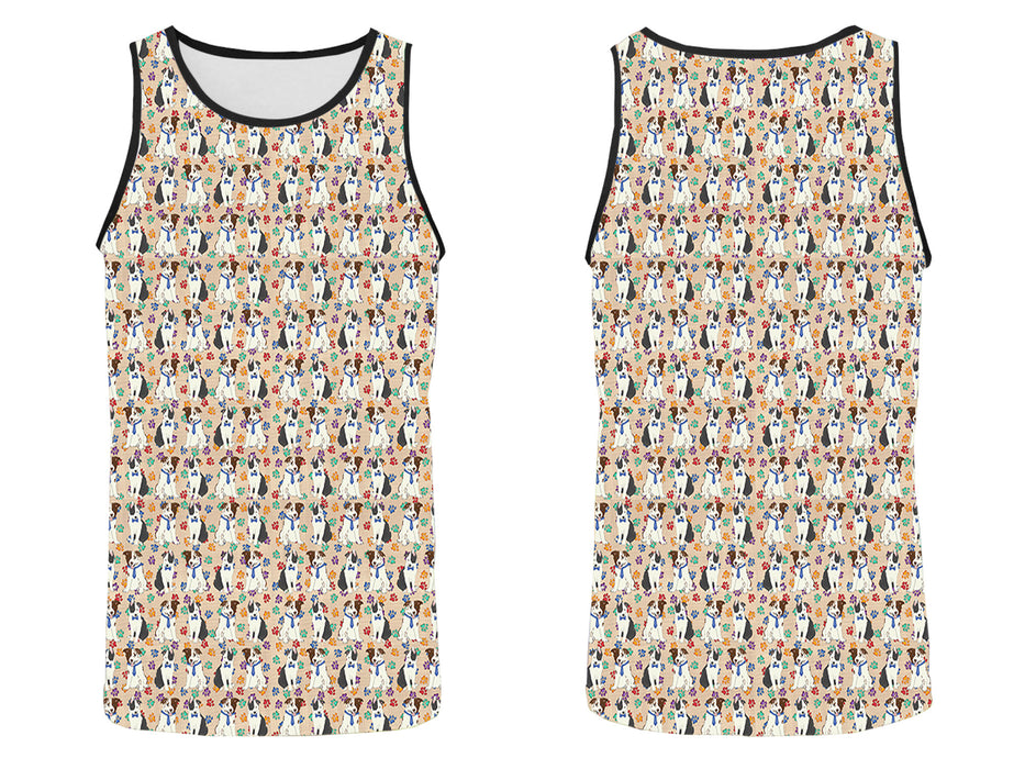 Rainbow Paw Print Border Collie Dogs Blue All Over Print   Men's Tank Top