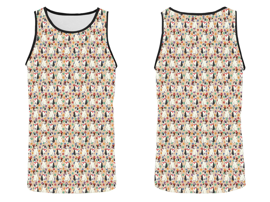 Rainbow Paw Print Border Collie Dogs Red All Over Print   Men's Tank Top