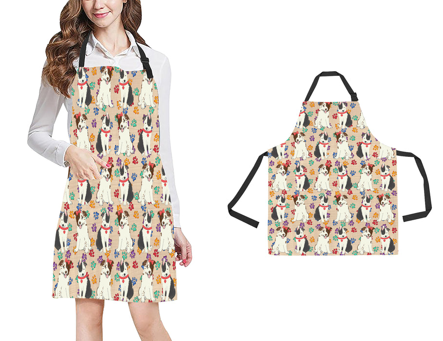 Rainbow Paw Print Border Collie Dogs Red All Over Print Adjustable Apron