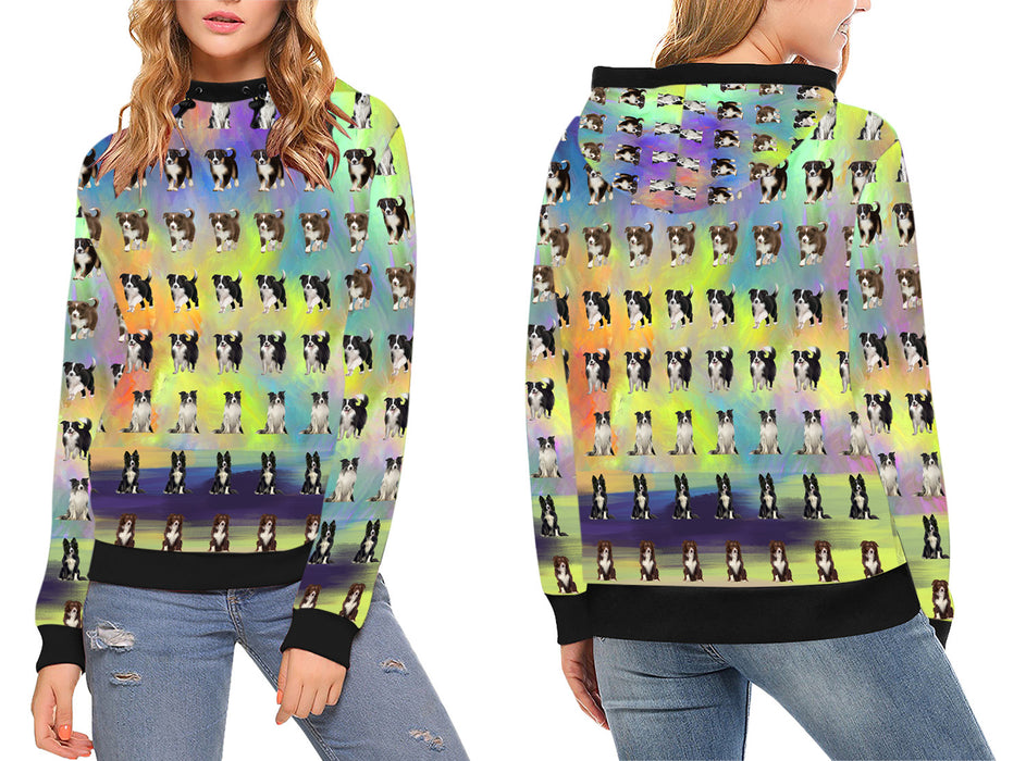 Paradise Wave Border Collie Dogs High Neck Pullover Women's Hoodie