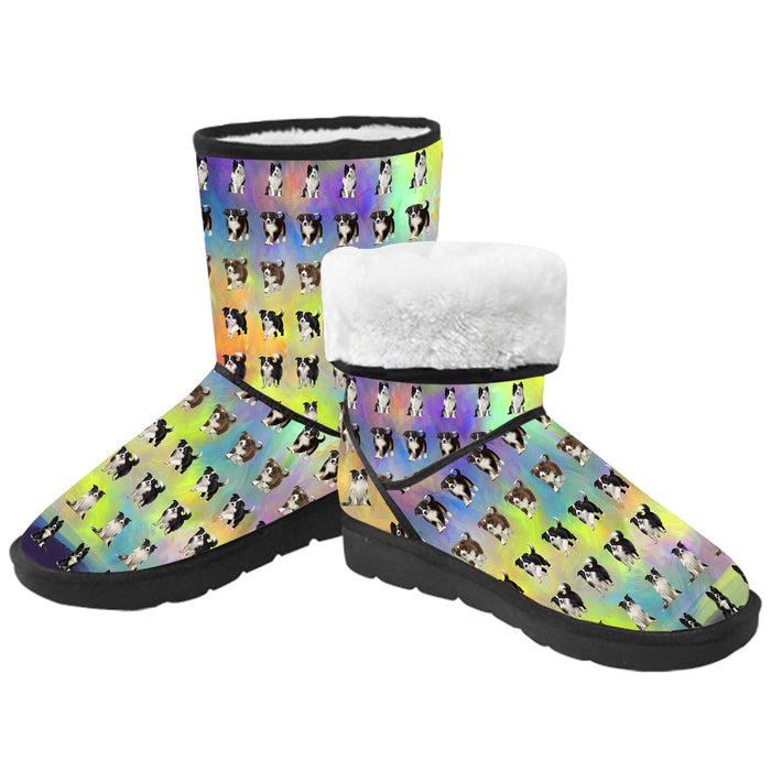Paradise Wave Border Collie Dogs Men's Snow Boots