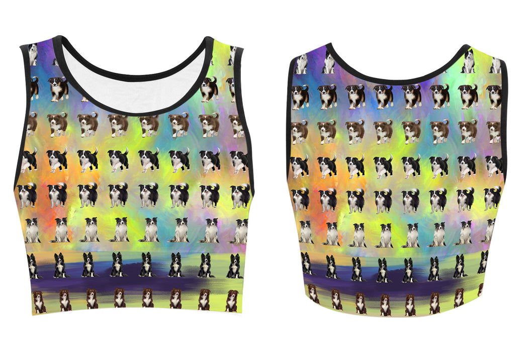 Paradise Wave Border Collie Dogs Women's Crop Top