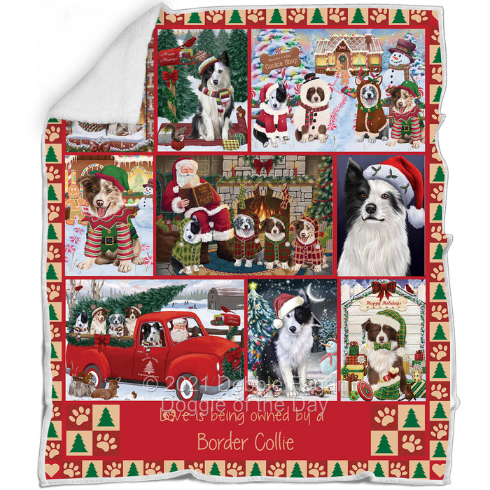 Love is Being Owned Christmas Border Collie Dogs Blanket BLNKT143449