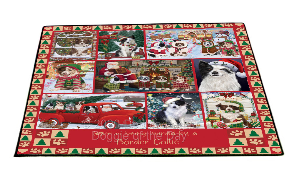 Love is Being Owned Christmas Border Collie Dogs Floormat FLMS54796
