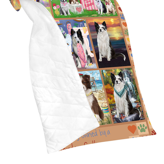 Love is Being Owned Border Collie Dog Beige Quilt