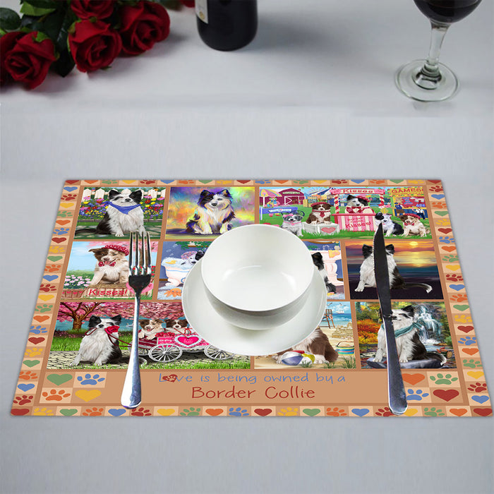 Love is Being Owned Border Collie Dog Beige Placemat