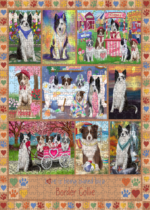 Love is Being Owned Border Collie Dog Beige Puzzle with Photo Tin PUZL98292