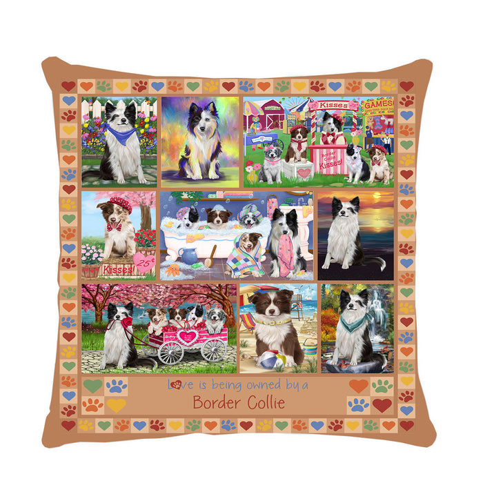 Love is Being Owned Border Collie Dog Beige Pillow PIL84676