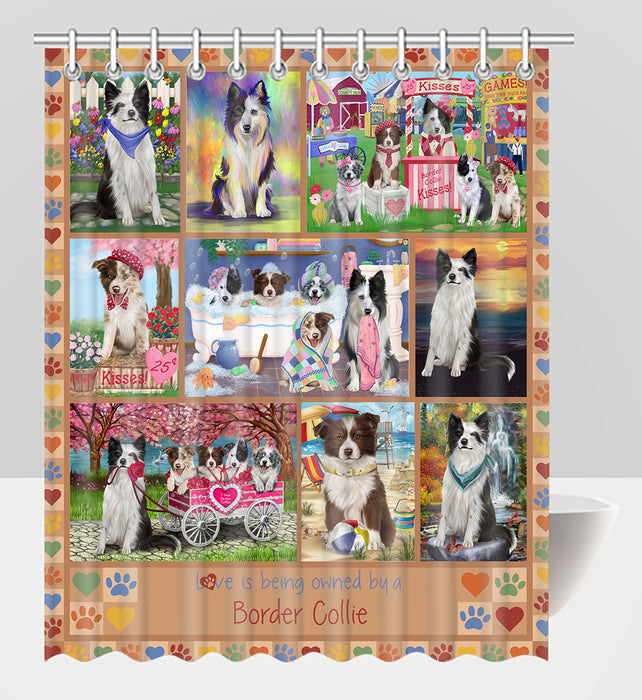 Love is Being Owned Border Collie Dog Beige Shower Curtain