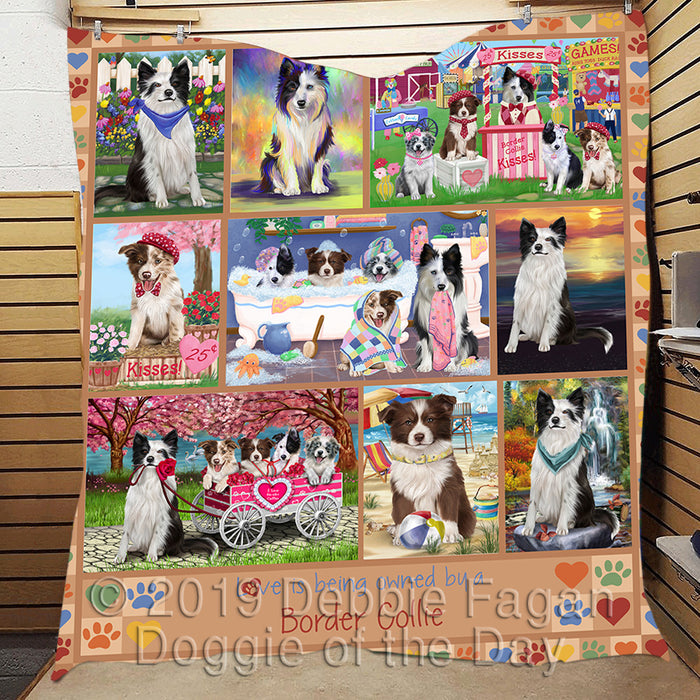 Love is Being Owned Border Collie Dog Beige Quilt